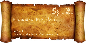 Szabadka Miklós névjegykártya